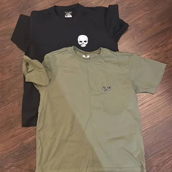 NEW Attifit T Shirt bundle Skull Graphic T-Shirts in Olive drab and Black bundle - Picture 5 of 7